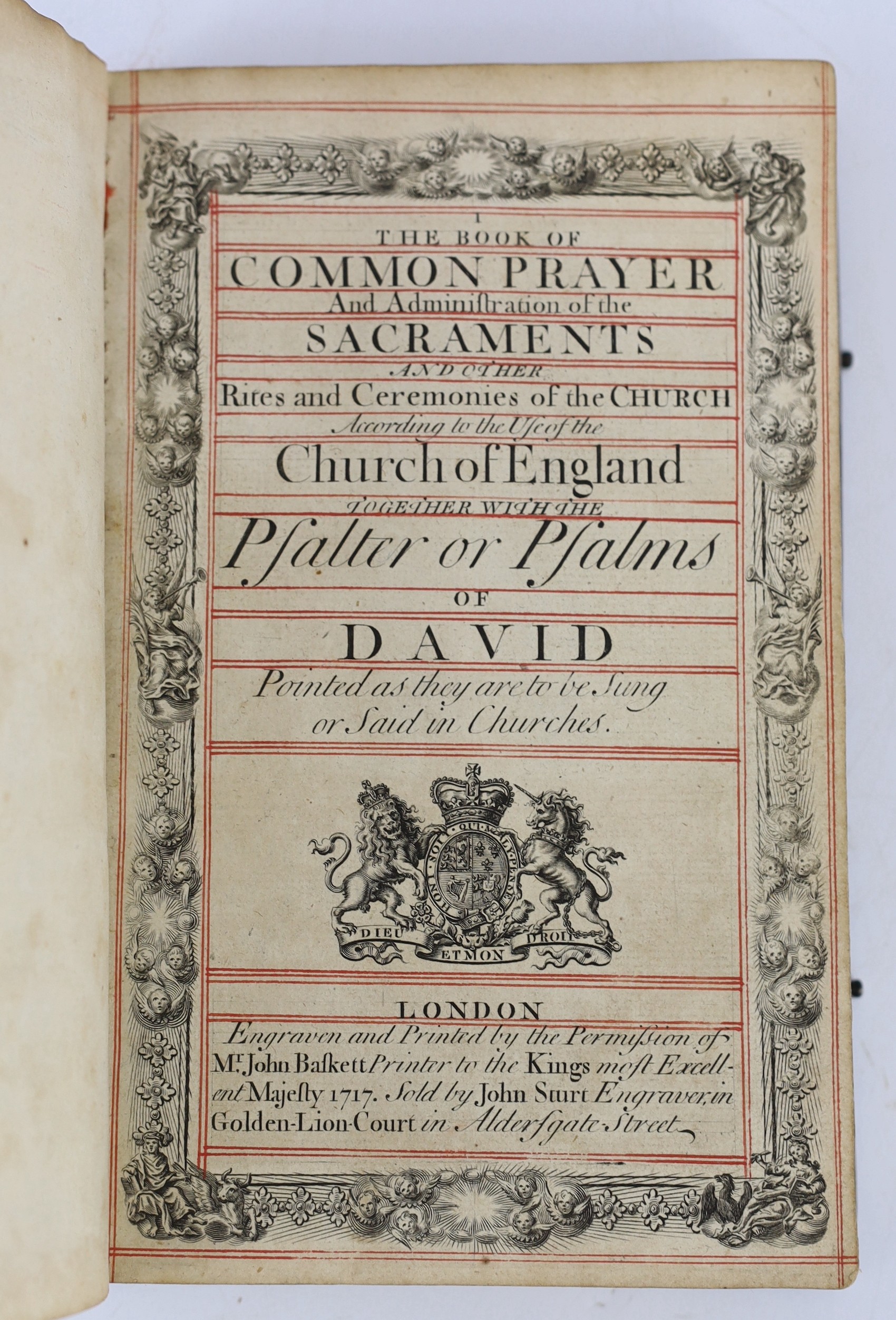 Sturt, John (1668-1730) - The Book of Common Prayer and Administration of the Sacraments, 21 pages of preliminaries including portraits of George I and a double portrait of the Prince and Princess of Wales, list of subsc